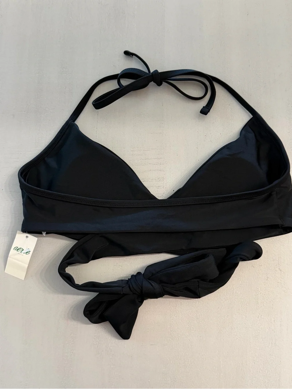 Aerie Women’s Black Scoop Wrap Halter Tie Bikini Top Sz S NWT